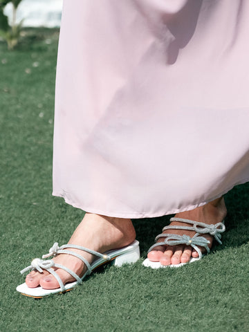 Phoenix Ribbon Glitter Sandals