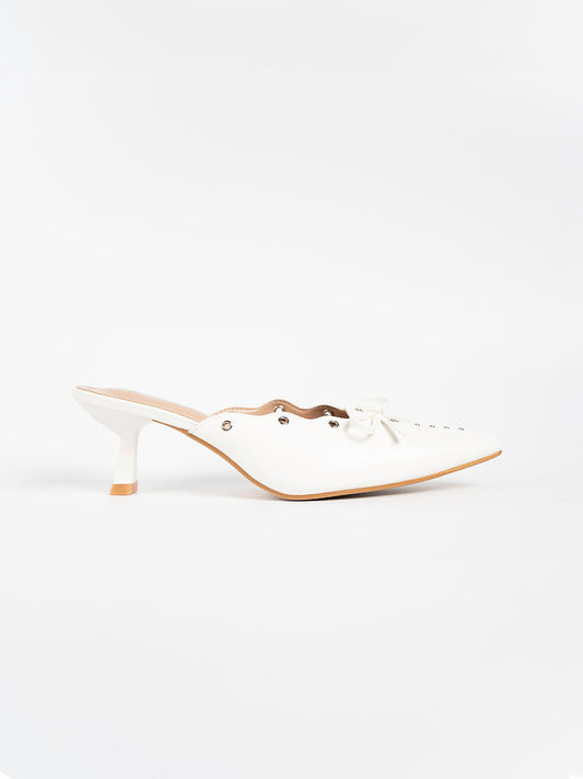 Scallop Eyelet Mule Heels